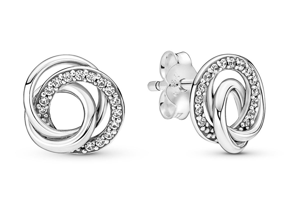 PANDORA Mod. SPARKLING ROUND & SQUARE DROP EARRINGS