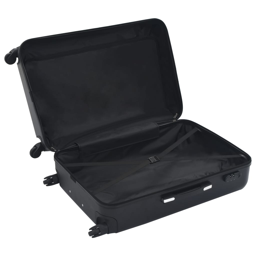 vidaXL Set Trolley a Custodia Rigida 3 pz Nero in ABS
