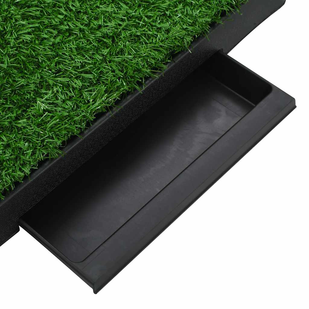 vidaXL Toilette per animali, 2 pz, con vassoio ed erba sintetica, 63x50x7 cm, verde