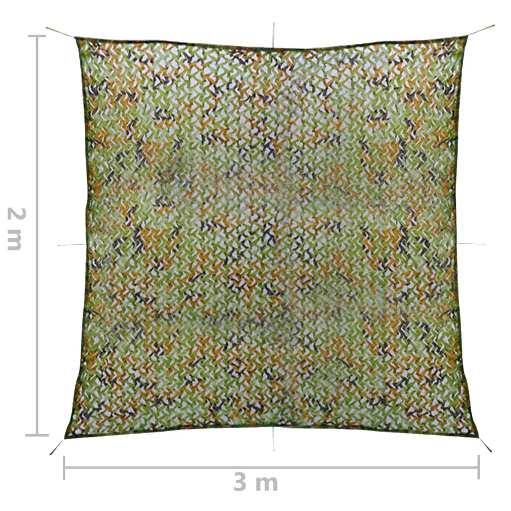 vidaXL Rete Mimetica con Custodia 2x3 m Verde