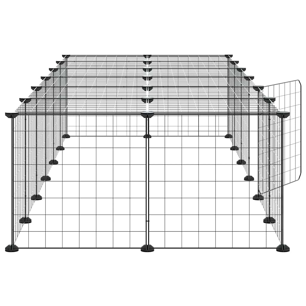 vidaXL Recinto per animali con porta, 28 pannelli, 210x70x35 cm, acciaio, nero