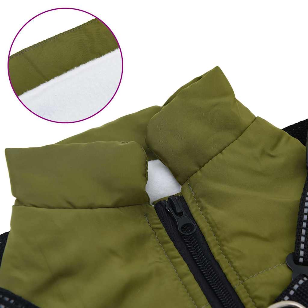 vidaXL Cappottino per cani con pettorina, impermeabile e riflettente, verde militare, L32