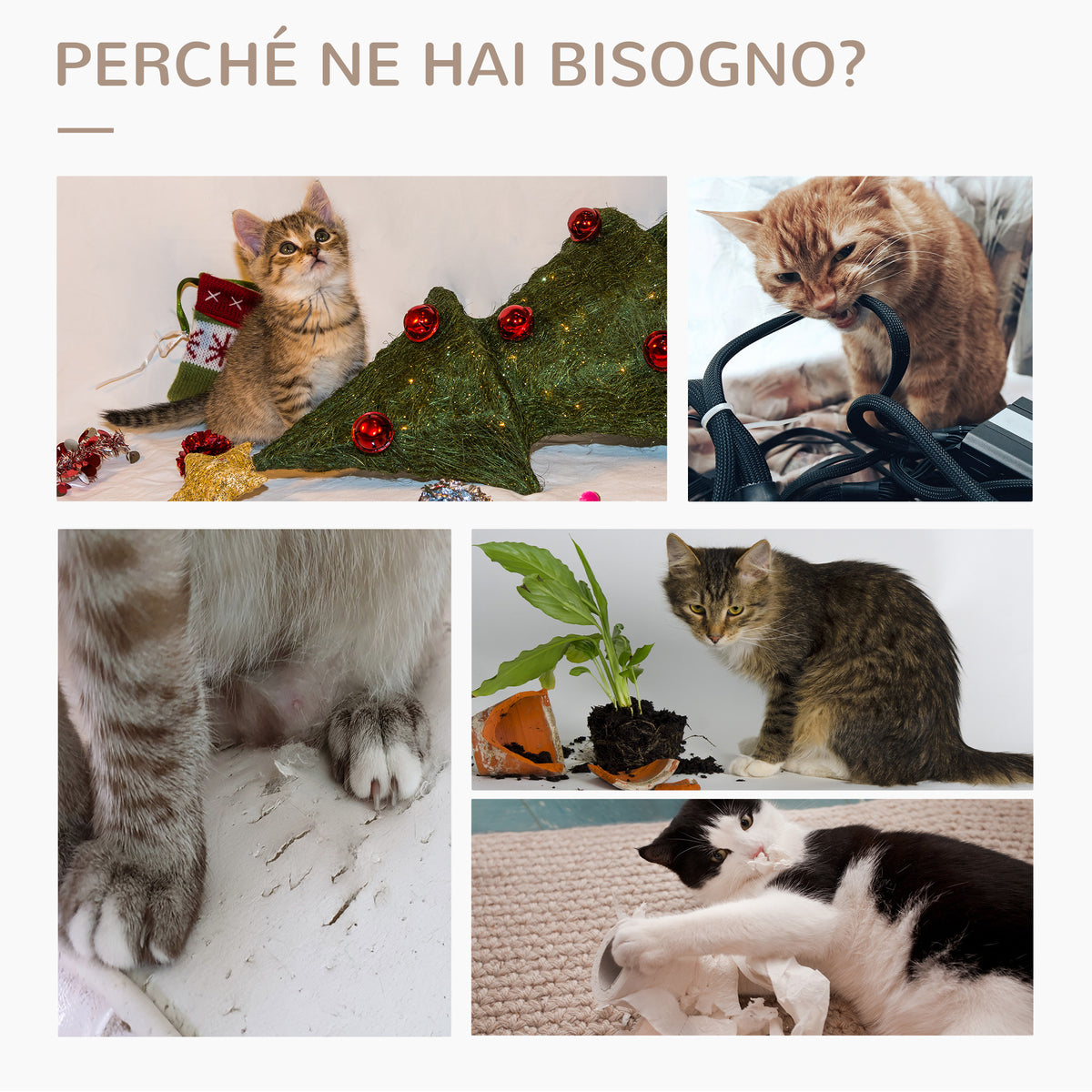 Albero Tiragraffi per Gatti con 2 Palline Giocattolo e Spazzola, in Legno, Iuta e Peluche, 59.5x39x79 cm, Grigio