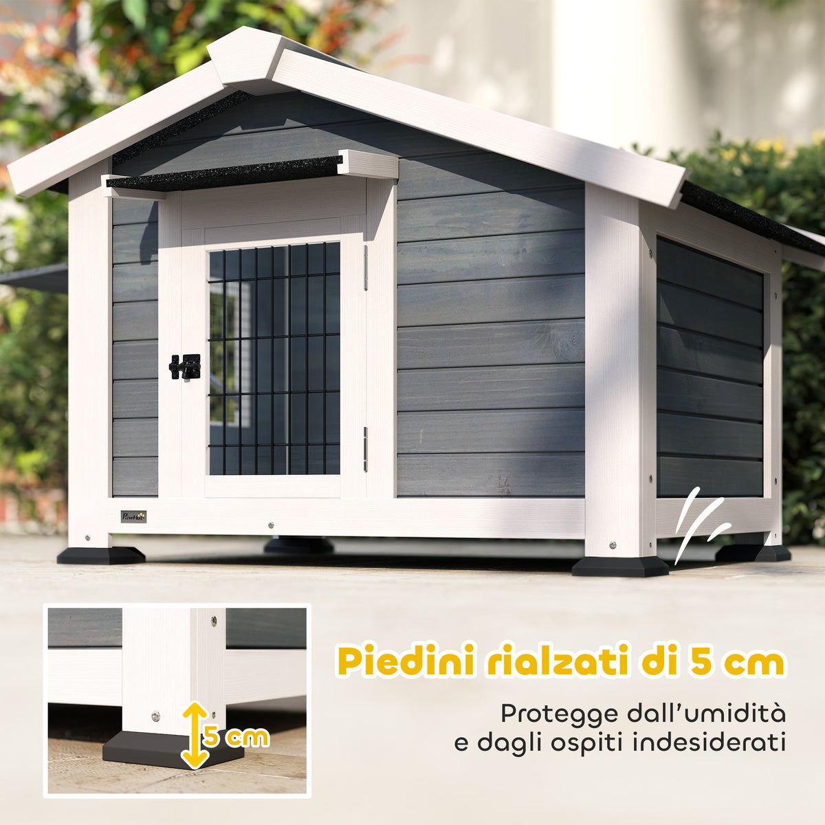 Cuccia per Cani Casetta per Cani da Esterno in Legno, 98x76x69.5cm