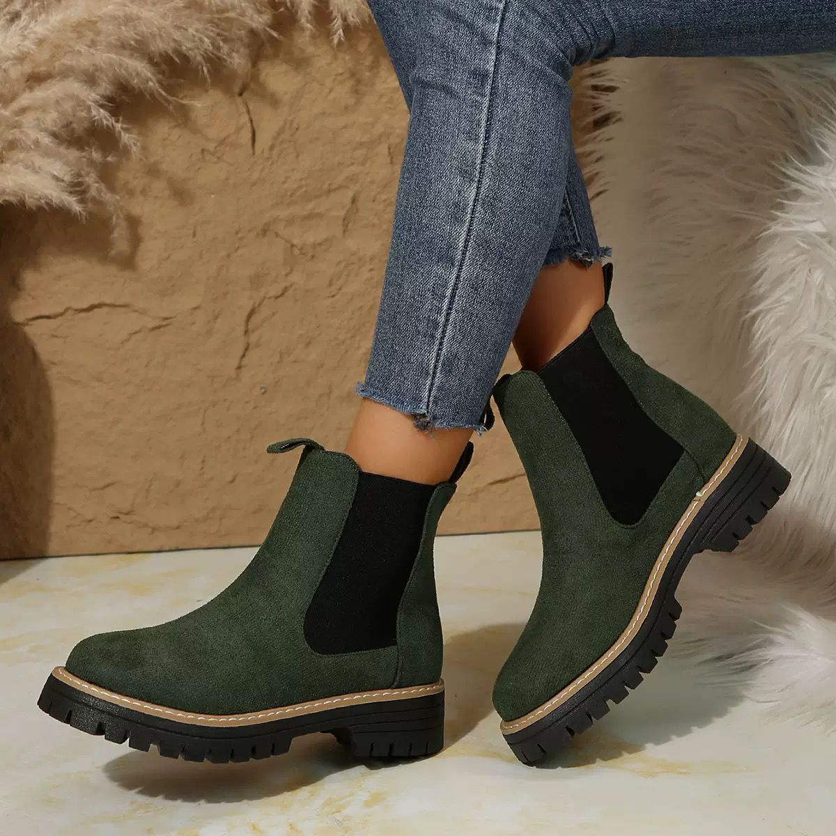 LUNE™-BOTTINE CASUAL ET ÉLÉGANTE EN CUIR ET DAIM
