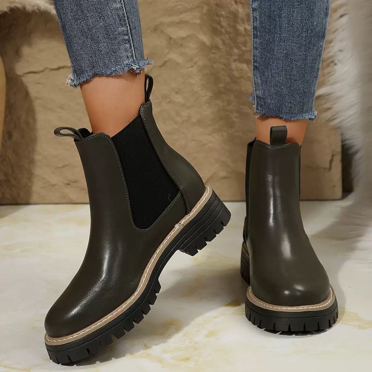 LUNE™-BOTTINE CASUAL ET ÉLÉGANTE EN CUIR ET DAIM