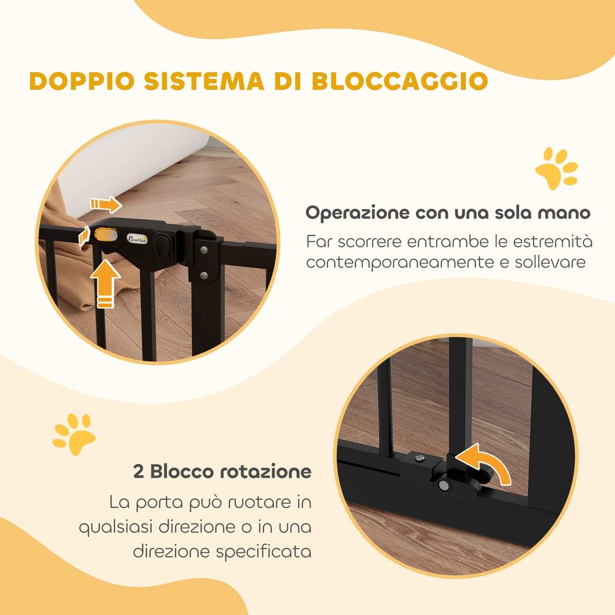 Cancellino per Cani a 2 Estensioni con Larghezza Regolabile fino a 100 cm e Chiusura Automatica, Nero