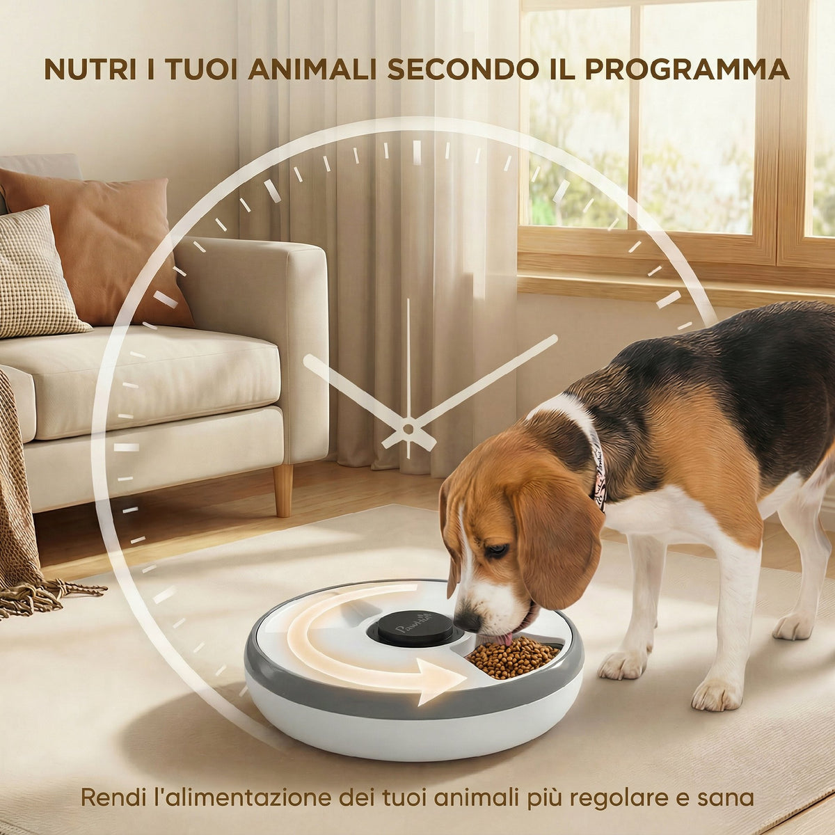 Distributore Automatico Cibo Gatti e Cani con Timer e Display LED, 1-6 Pasti al Giorno, per Cibo Secco e Umido