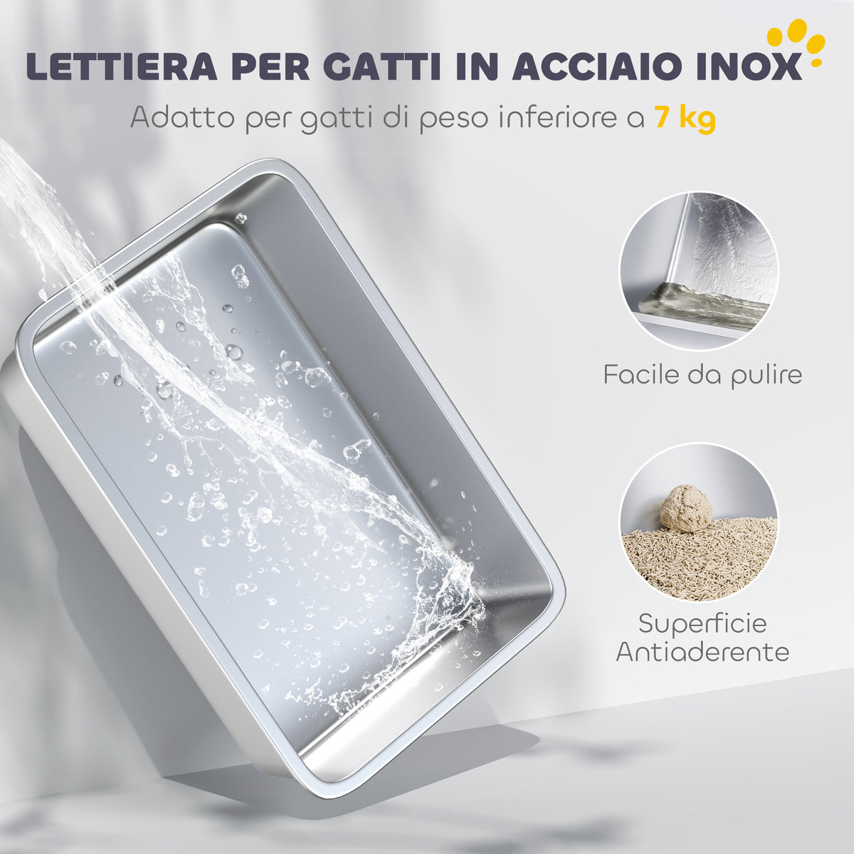 Lettiera per Gatti Chiusa a 2 Ingressi con Deodorante e Paletta, 60.4x40.4x41.8 cm, Bianco e Grigio