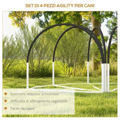 Set Agility Dog 4 Pezzi con 4 Picchetti e Borsa da Trasporto, 89x69x99 cm, Bianco e Nero