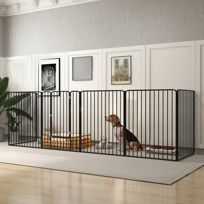Recinto per Cani Grandi a 6 Pannelli Modulabili in Acciaio, 164x83x100 cm, Nero