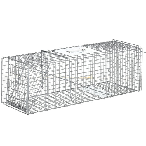 Gabbia Trappola per Ratti, Topi e Nutrie Pieghevole in Acciaio, 93x31x34.5cm, Argento
