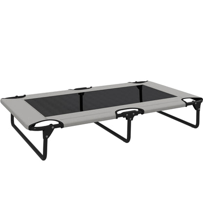 Letto per Cani Grandi Pieghevole con Tessuto a Rete da Interno ed Esterno, 107x61x20 cm, Grigio Chiaro