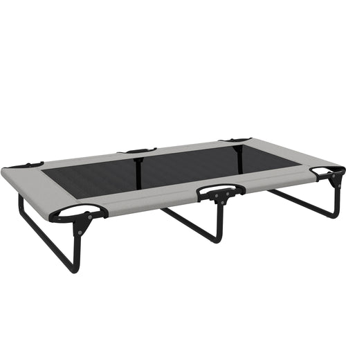 Letto per Cani Grandi Pieghevole con Tessuto a Rete da Interno ed Esterno, 107x61x20 cm, Grigio Chiaro