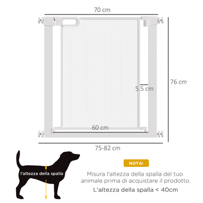 Cancellino per Cani Regolabile con Chiusura Automatica, Acciaio e ABS, 75-82x76 cm, Bianco