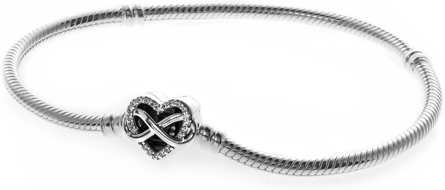PANDORA Mod. MOMENTS SPARKLING INFINITY HEART CLASP SNAKE CHAIN BRACELET