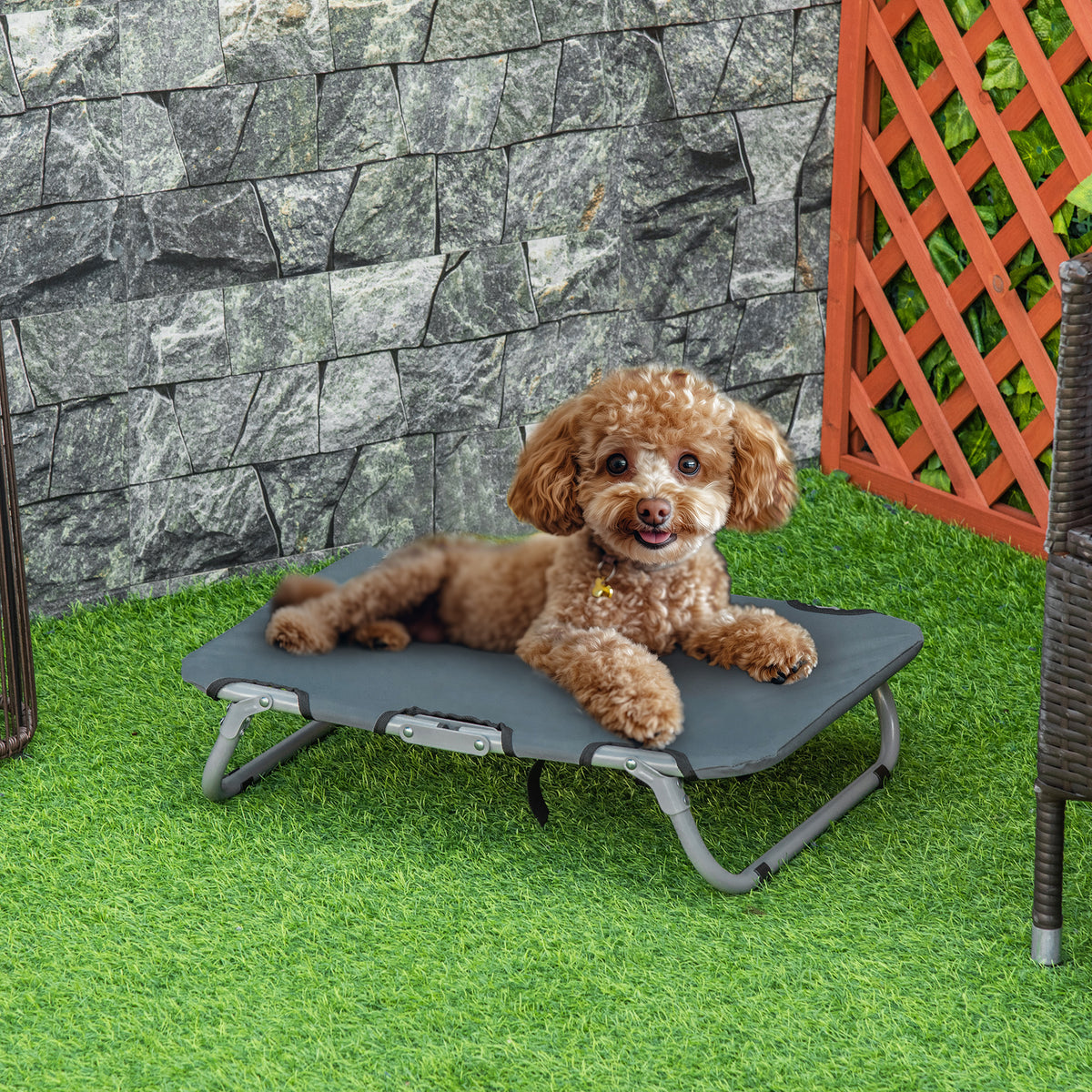 Lettino per Cani Pieghevole in Acciaio e Tessuto Oxford per Interni ed Esterni, 59x46x15 cm, Grigia
