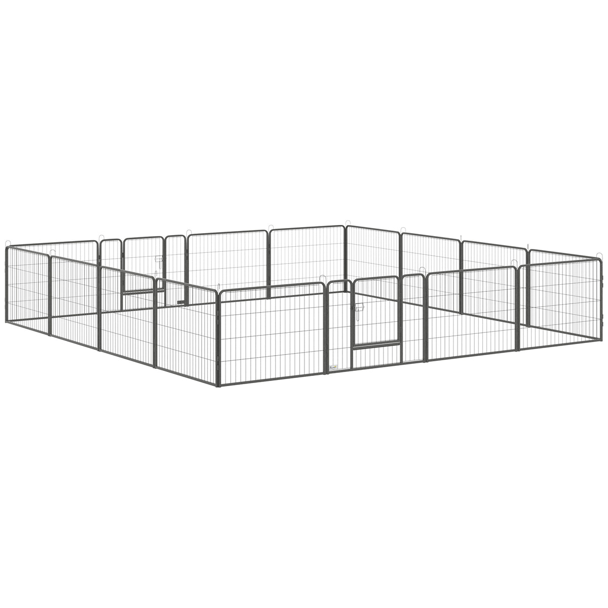 Recinto per Cani e Cuccioli con 16 Pannelli Modulabili e 2 Ingressi, 80x1.5x60cm