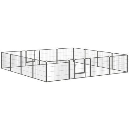 Recinto per Cani e Cuccioli con 16 Pannelli Modulabili e 2 Ingressi, 80x1.5x60cm
