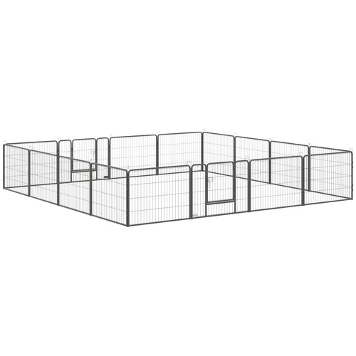 Recinto per Cani e Cuccioli con 16 Pannelli Modulabili e 2 Ingressi, 80x1.5x60cm