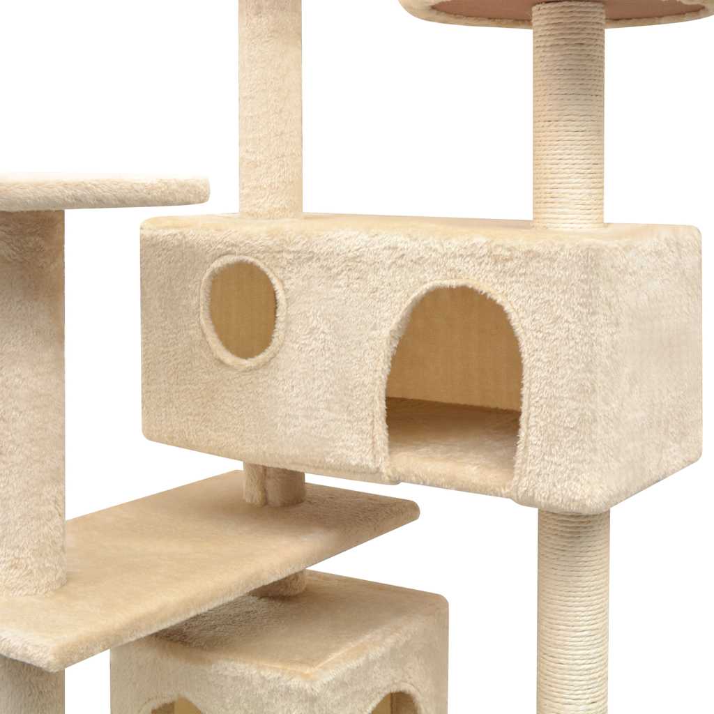 vidaXL Tiragraffi per gatti con pali in sisal, 125 cm, beige