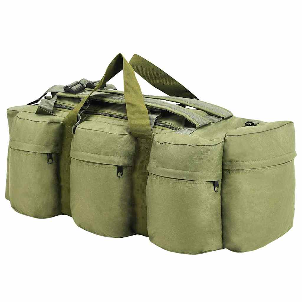 vidaXL Borsone da Viaggio Stile Militare 3 in 1 45 L Verde Oliva