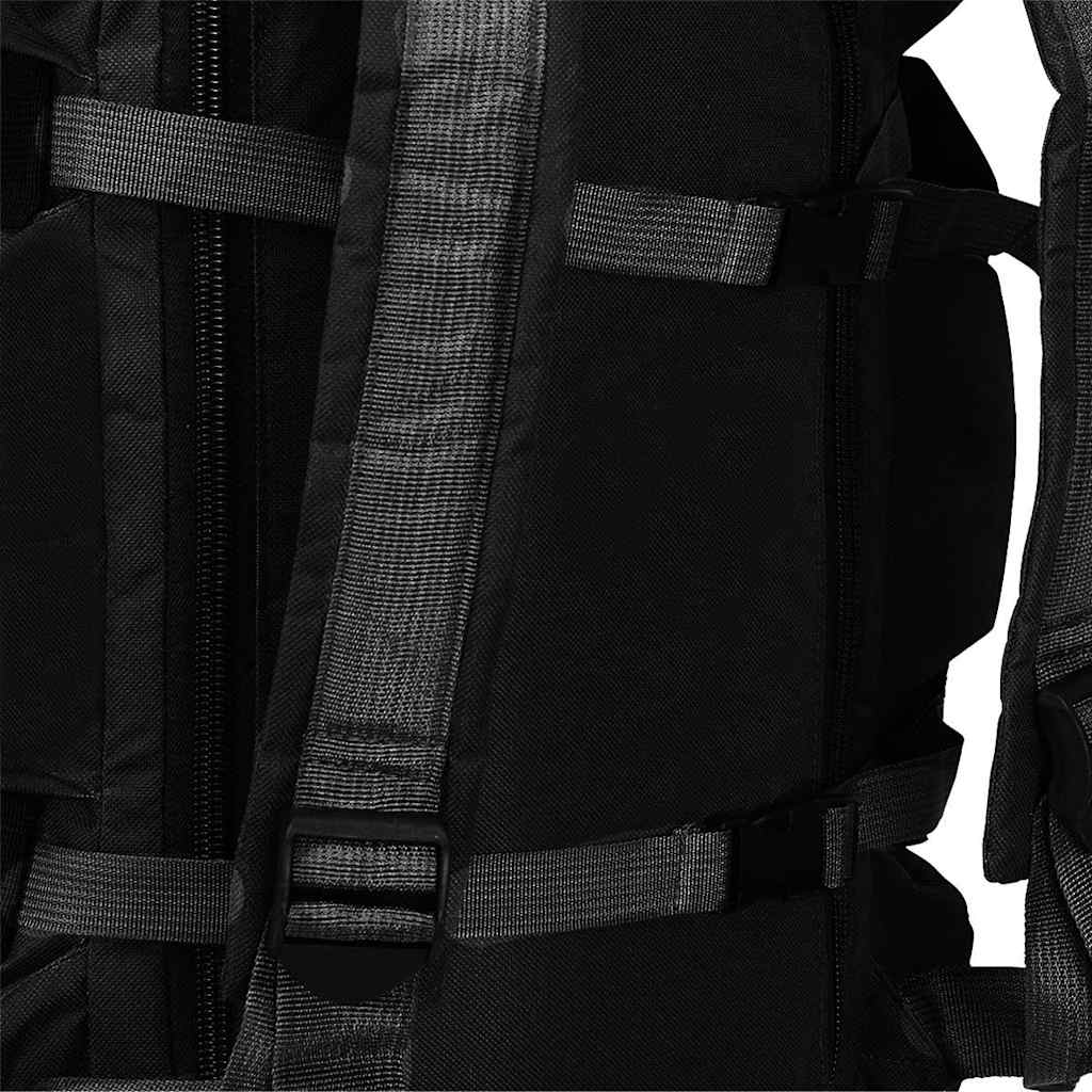 vidaXL Borsone da Viaggio Stile Militare 3 in 1 45 L Nero