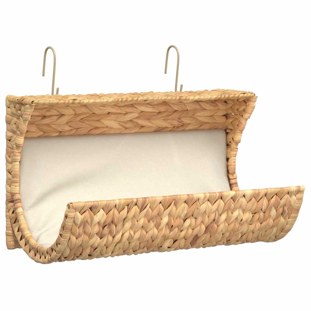 vidaXL Cuccia per gatti con cuscino 37x20x20 cm in giacinto d'acqua