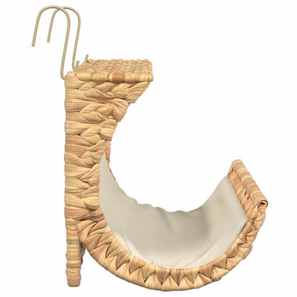 vidaXL Cuccia per gatti con cuscino 37x20x20 cm in giacinto d'acqua