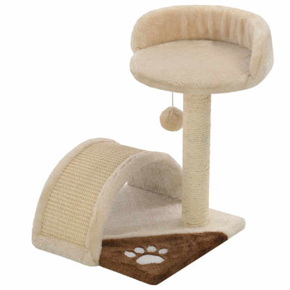vidaXL Tiragraffi per gatti con colonna in sisal, 40 cm, beige, marrone e nero
