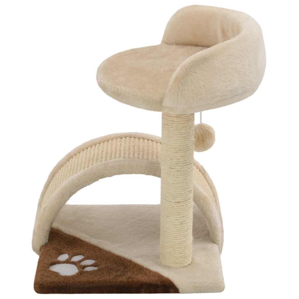 vidaXL Tiragraffi per gatti con colonna in sisal, 40 cm, beige, marrone e nero
