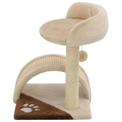 vidaXL Tiragraffi per gatti con colonna in sisal, 40 cm, beige, marrone e nero