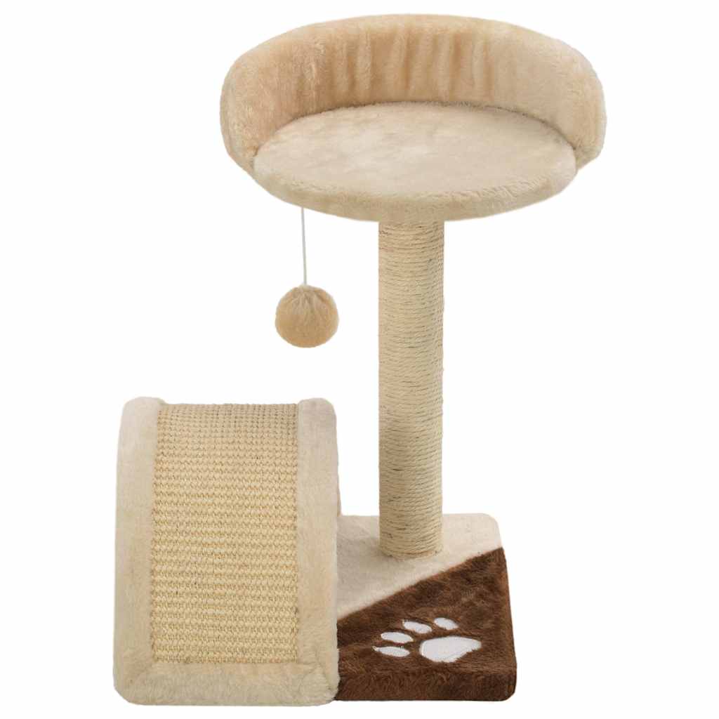 vidaXL Tiragraffi per gatti con colonna in sisal, 40 cm, beige, marrone e nero