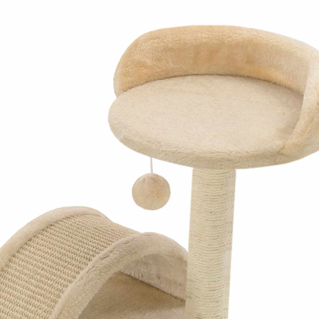 vidaXL Tiragraffi per gatti con colonna in sisal, 40 cm, beige, marrone e nero