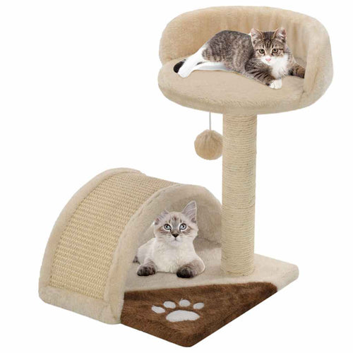 vidaXL Tiragraffi per gatti con colonna in sisal, 40 cm, beige, marrone e nero