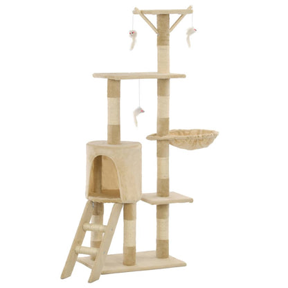 vidaXL Tiragraffi per gatti con pali in sisal, 138 cm, beige