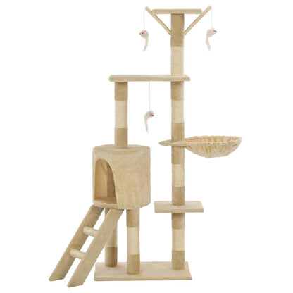 vidaXL Tiragraffi per gatti con pali in sisal, 138 cm, beige