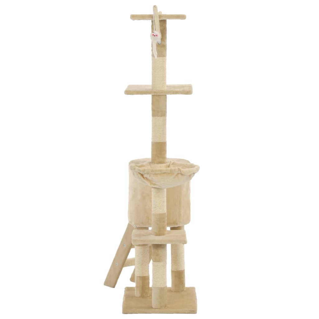 vidaXL Tiragraffi per gatti con pali in sisal, 138 cm, beige