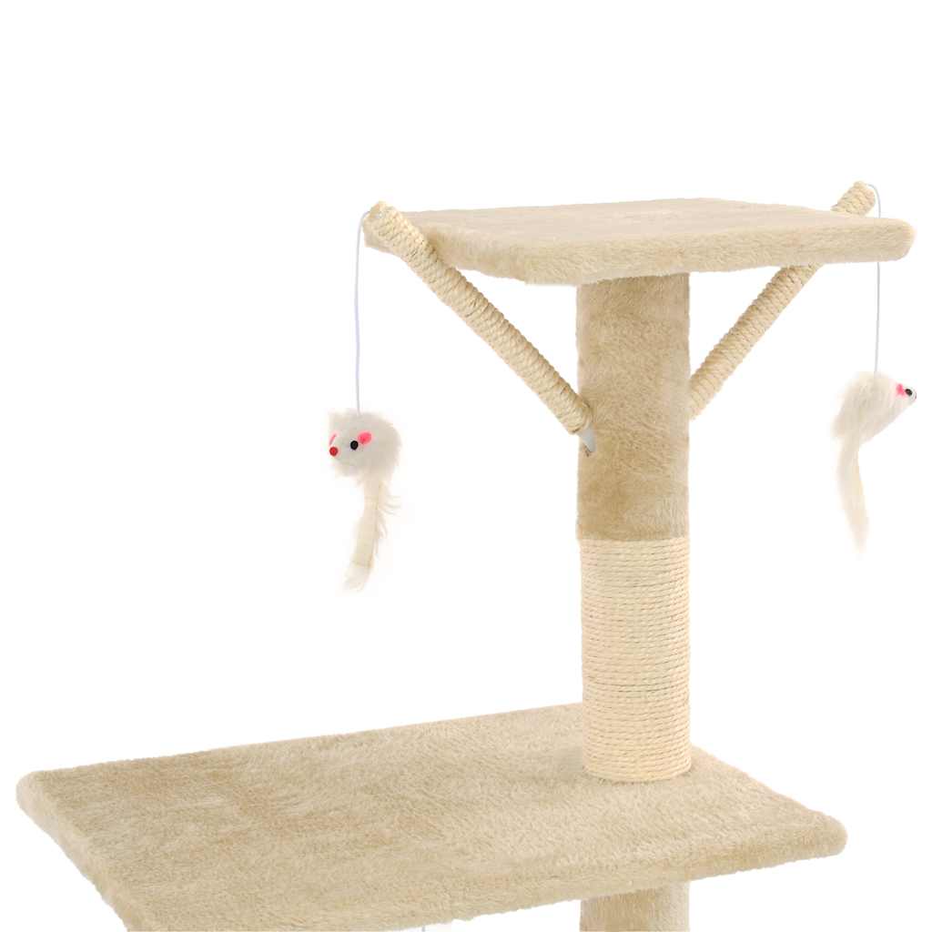 vidaXL Tiragraffi per gatti con pali in sisal, 138 cm, beige