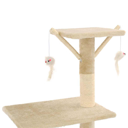 vidaXL Tiragraffi per gatti con pali in sisal, 138 cm, beige