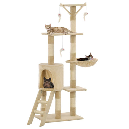 vidaXL Tiragraffi per gatti con pali in sisal, 138 cm, beige