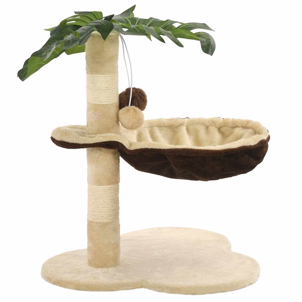 vidaXL Tiragraffi per gatti con palo in sisal, 50 cm, beige e marrone