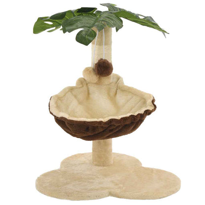vidaXL Tiragraffi per gatti con palo in sisal, 50 cm, beige e marrone