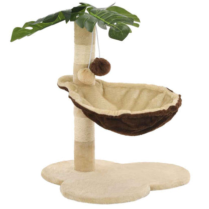 vidaXL Tiragraffi per gatti con palo in sisal, 50 cm, beige e marrone