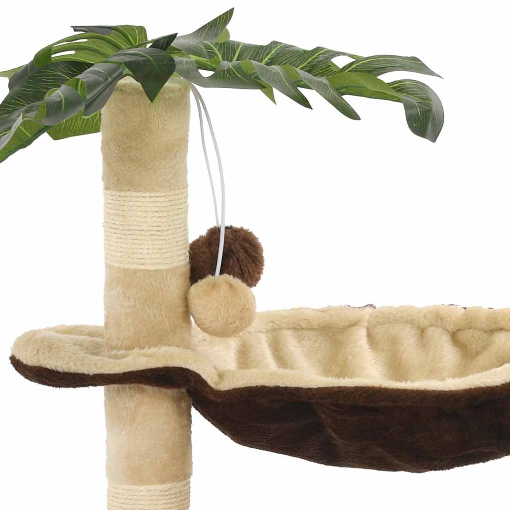 vidaXL Tiragraffi per gatti con palo in sisal, 50 cm, beige e marrone