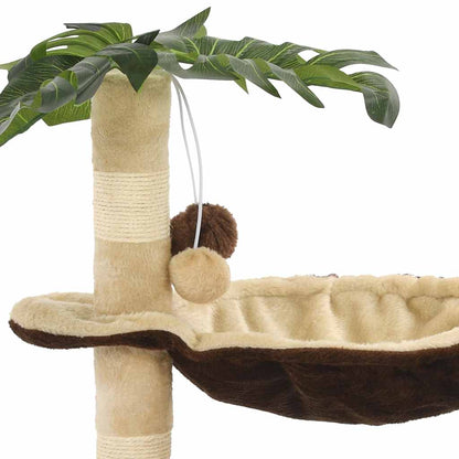vidaXL Tiragraffi per gatti con palo in sisal, 50 cm, beige e marrone