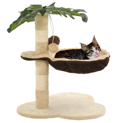 vidaXL Tiragraffi per gatti con palo in sisal, 50 cm, beige e marrone