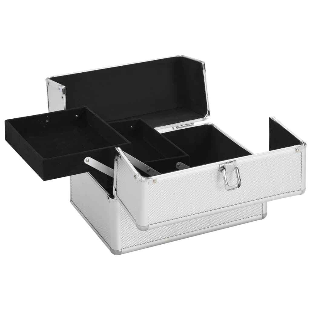 vidaXL Valigia per Cosmetici 22x30x21 cm Argento in Alluminio