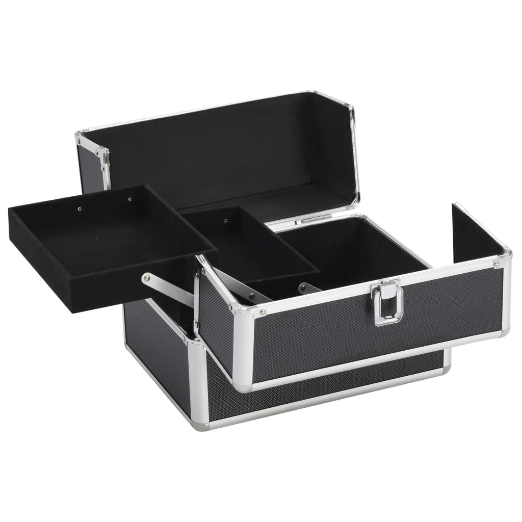 vidaXL Valigia per Cosmetici 22x30x21 cm Nera in Alluminio