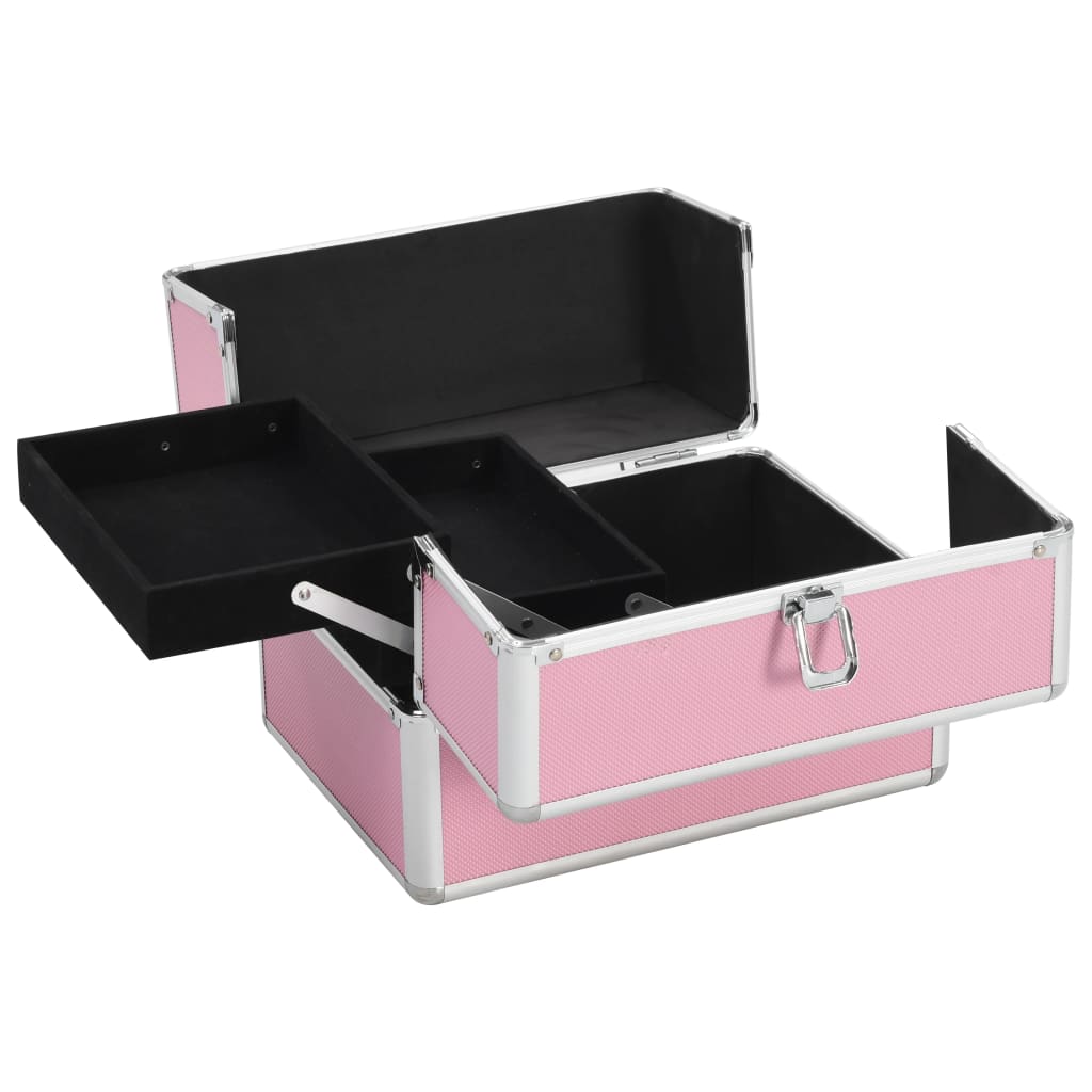 vidaXL Valigia per Cosmetici 22x30x21 cm Rosa in Alluminio